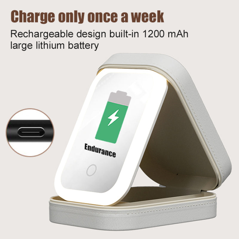 Compact Makeup Vanity With LED Mirror