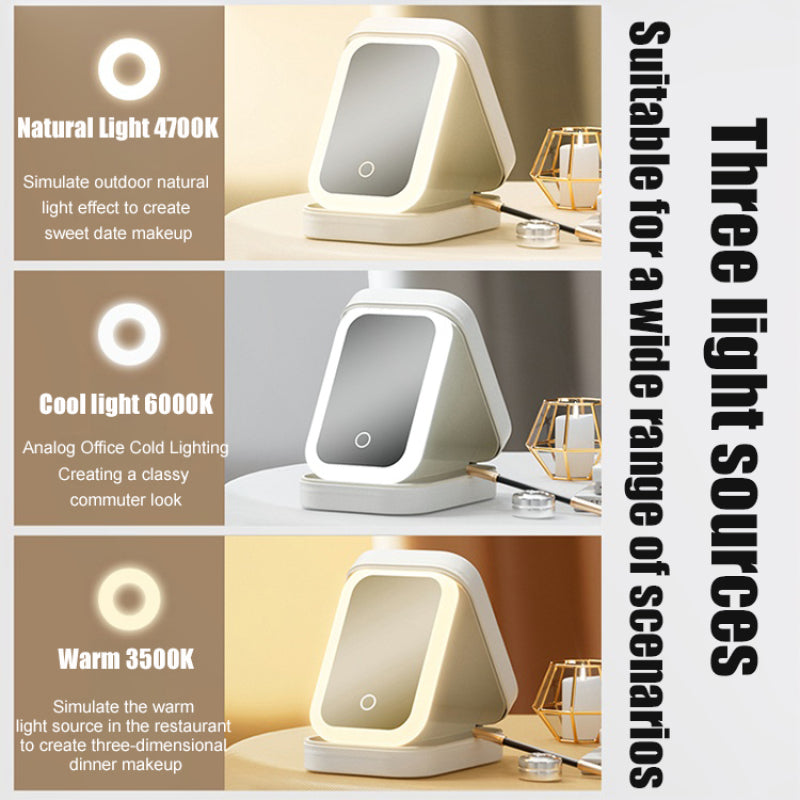 Compact Makeup Vanity With LED Mirror